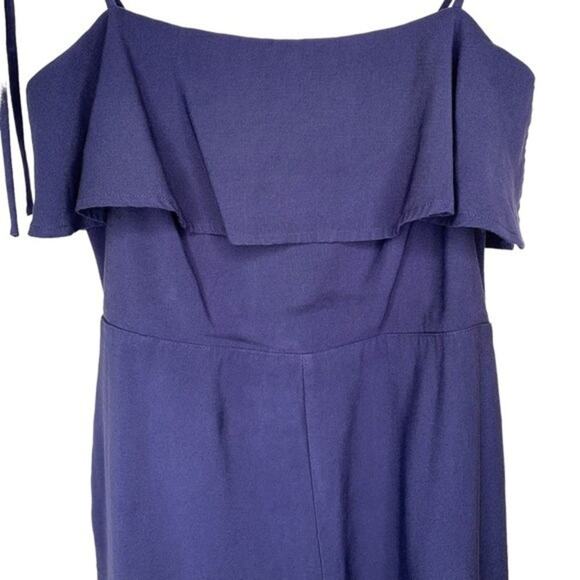 Tularosa City Jumpsuit Ruffles Cropped Adjustable Straps Pockets Blue Size XS - Picture 5 of 8